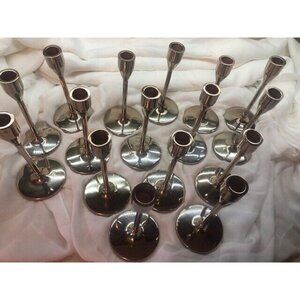 Pottery Barn Candlesticks Set of 16 Gold Brass 6.75" Tall  EUC Bridal Wedding